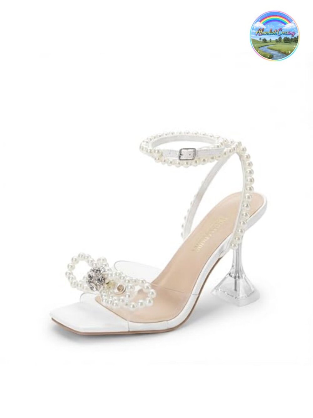 Stiletto Bow Heels Strappy Rhinestone Square Toe Clear Crystal High Sandals